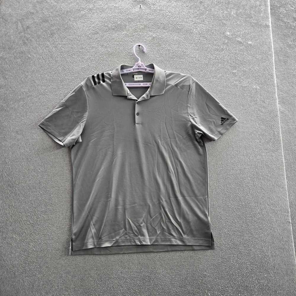 Adidas‎ Men Polo L Gray Activewear Logo Short Sleeve